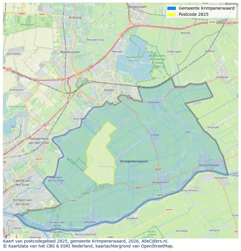 Postcodekaart voor 2825