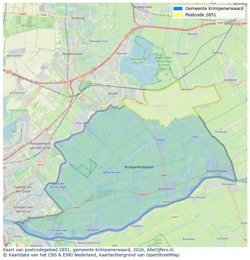 Postcodekaart voor 2851