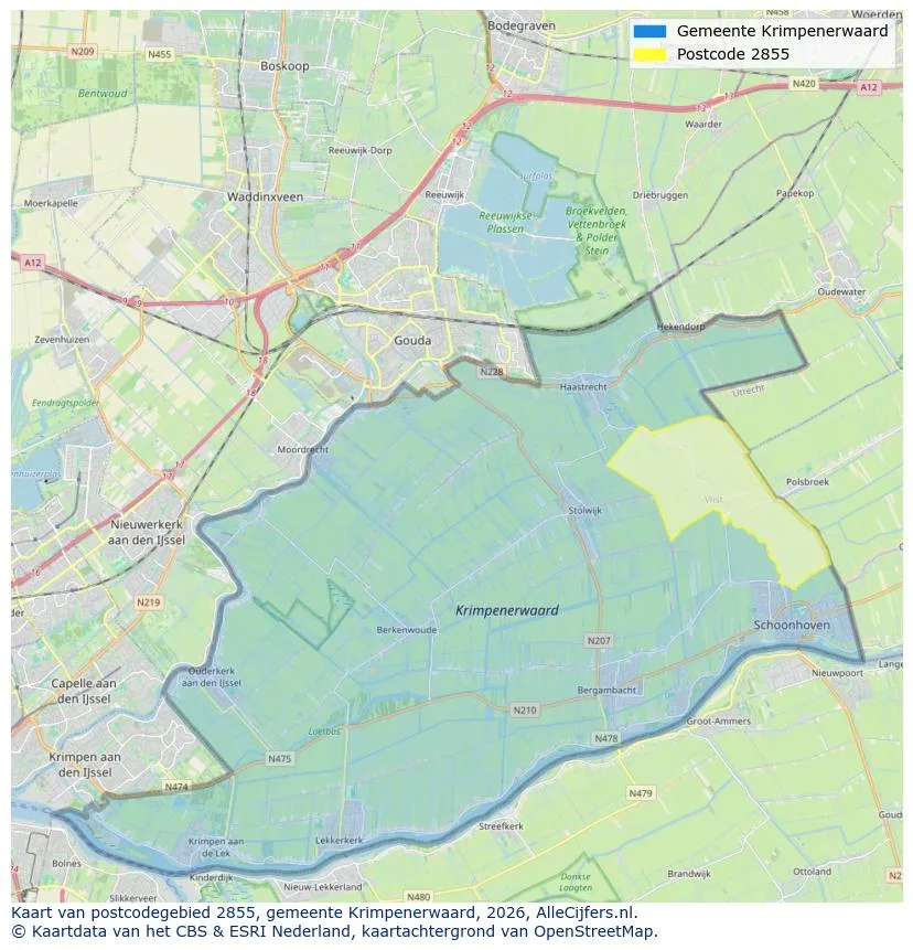 Postcodekaart voor 2855
