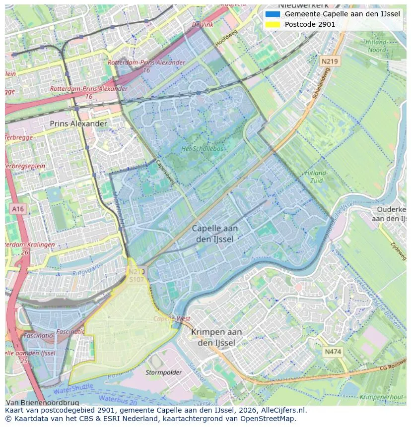 Postcodekaart voor 2901