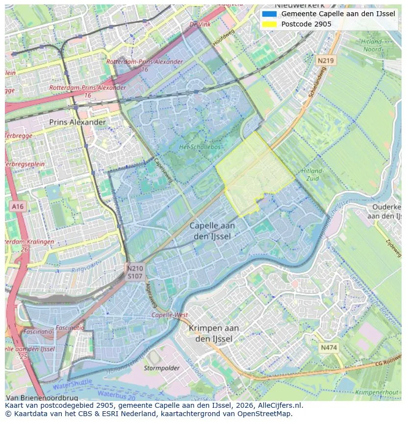 Postcodekaart voor 2905