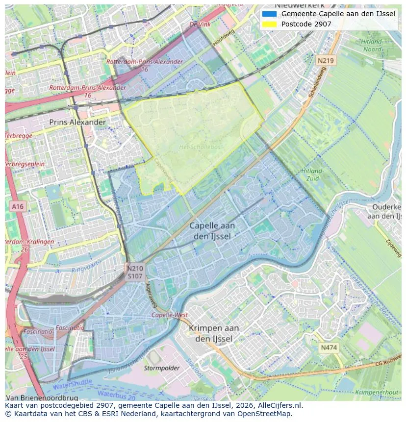 Postcodekaart voor 2907