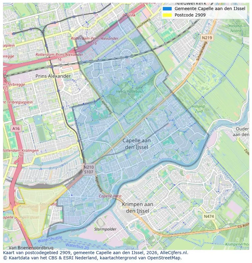 Postcodekaart voor 2909