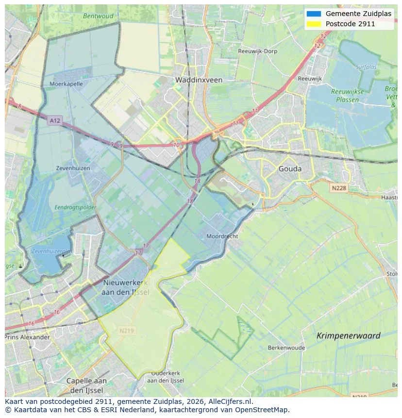 Postcodekaart voor 2911