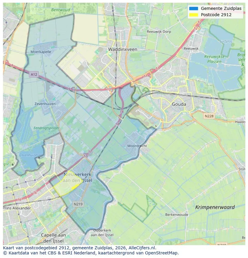 Postcodekaart voor 2912