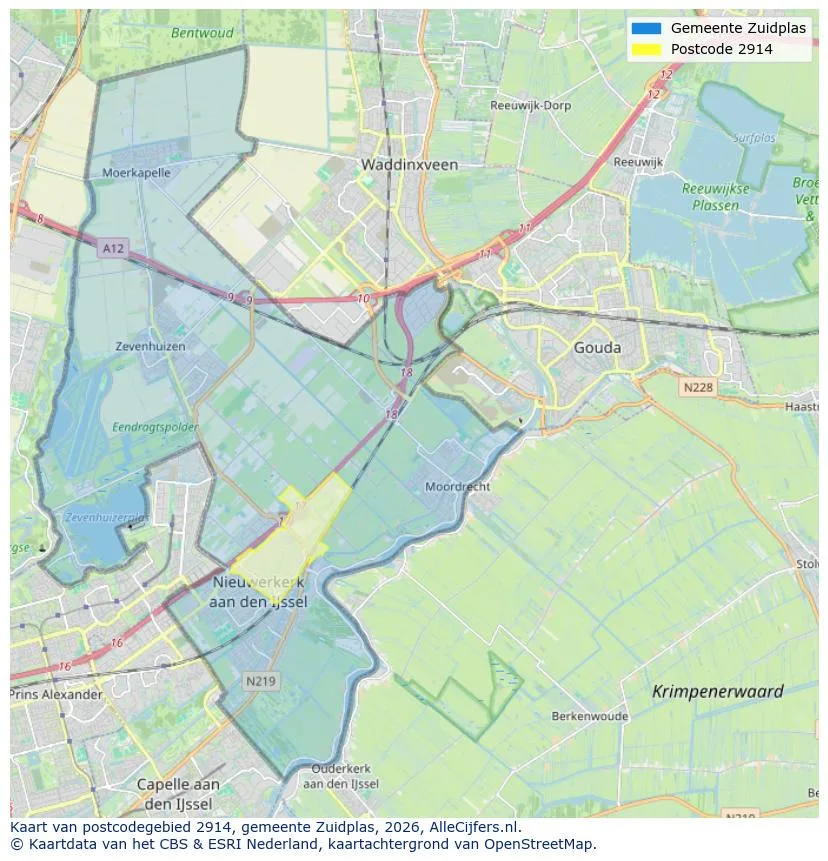 Postcodekaart voor 2914