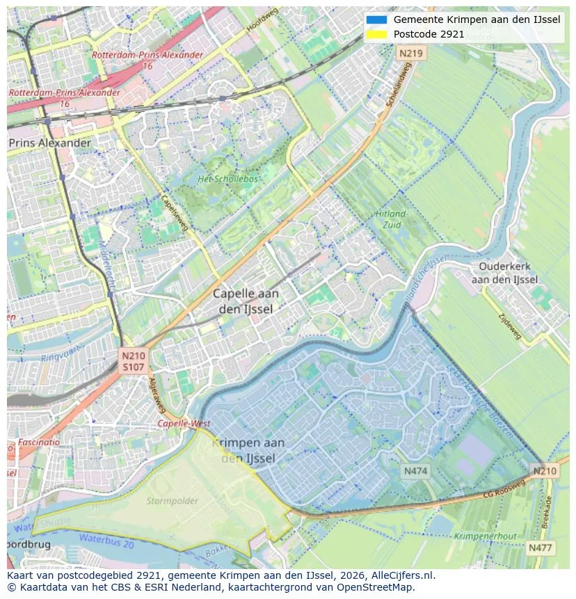 Postcodekaart voor 2921