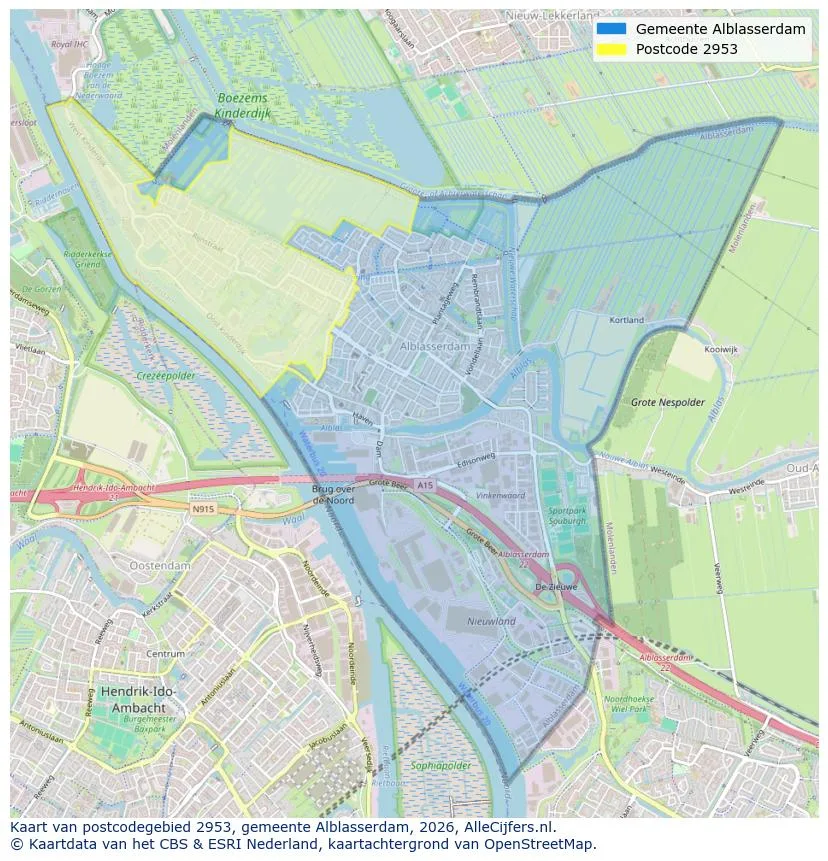 Postcodekaart voor 2953