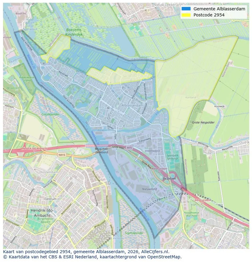 Postcodekaart voor 2954