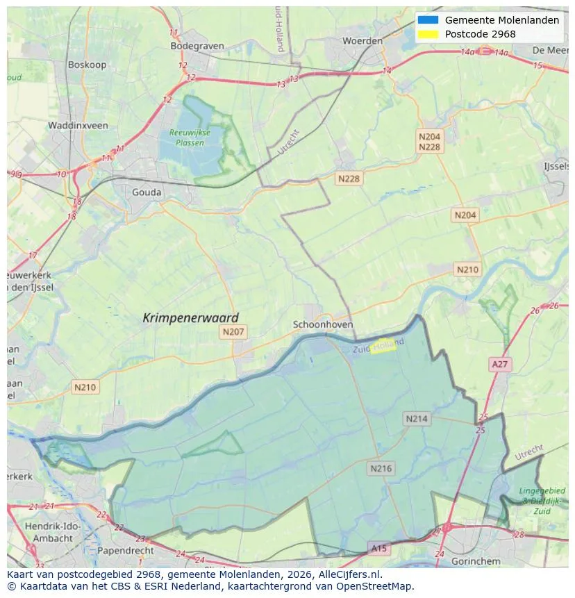 Postcodekaart voor 2968