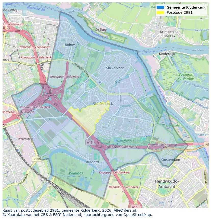 Postcodekaart voor 2981