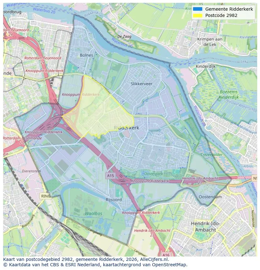 Postcodekaart voor 2982