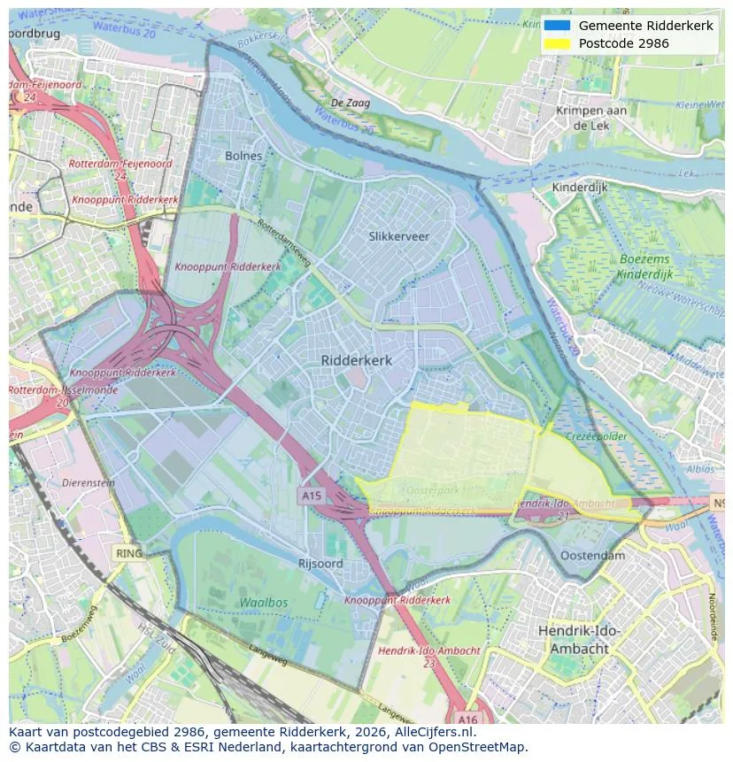 Postcodekaart voor 2986
