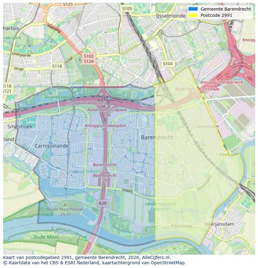 Postcodekaart voor 2991