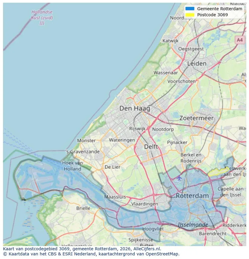 Postcodekaart voor 3069