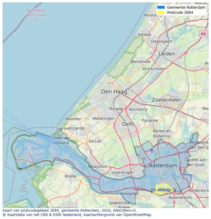 Postcodekaart voor 3084
