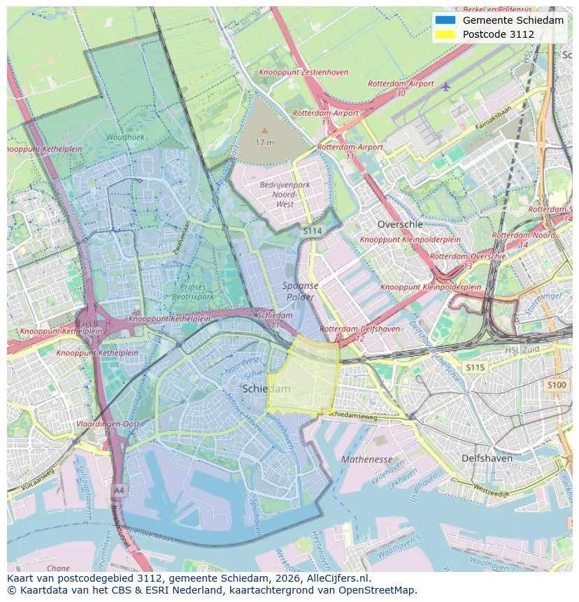 Postcodekaart voor 3112