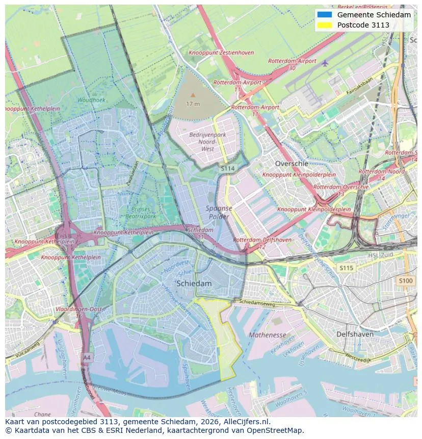 Postcodekaart voor 3113
