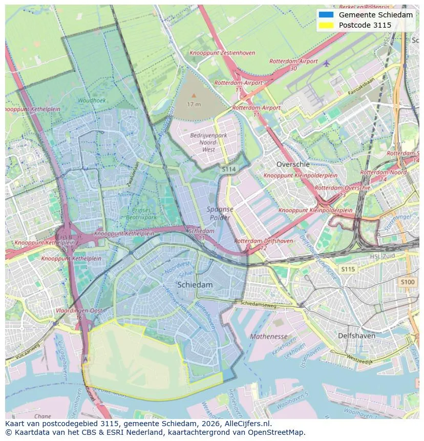 Postcodekaart voor 3115