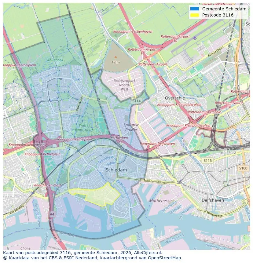 Postcodekaart voor 3116