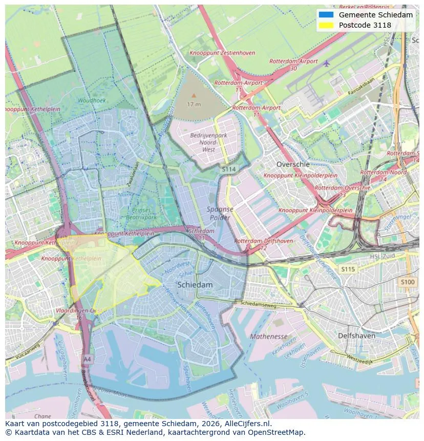 Postcodekaart voor 3118