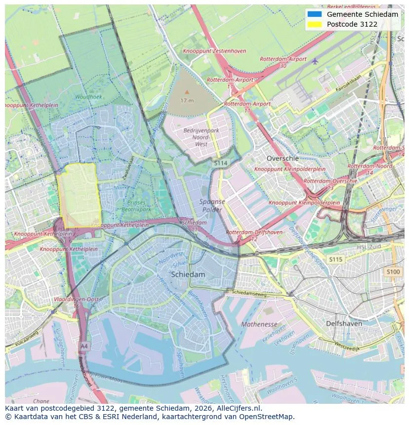 Postcodekaart voor 3122