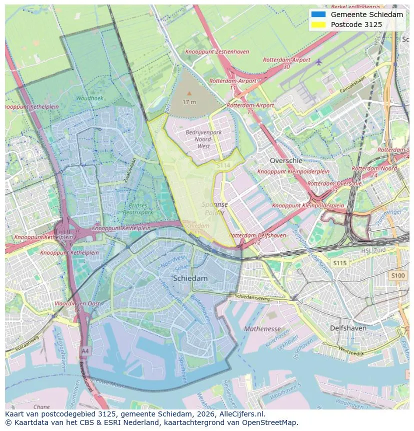 Postcodekaart voor 3125