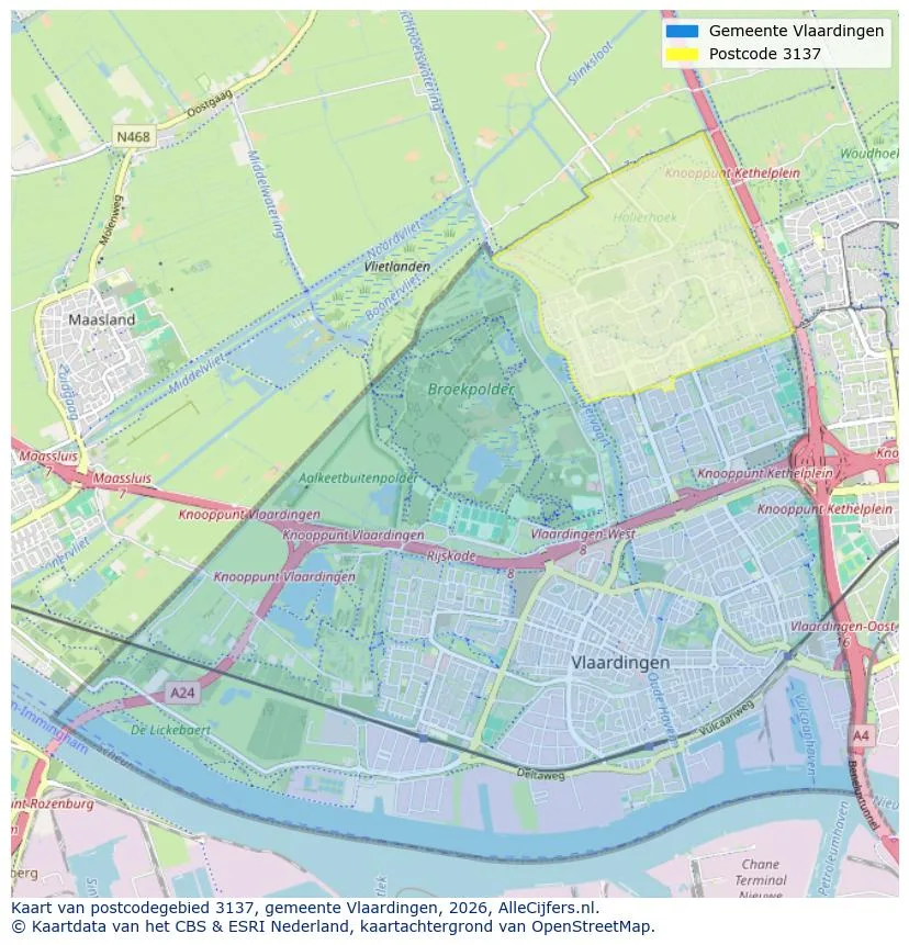 Postcodekaart voor 3137