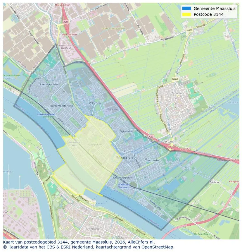Postcodekaart voor 3144