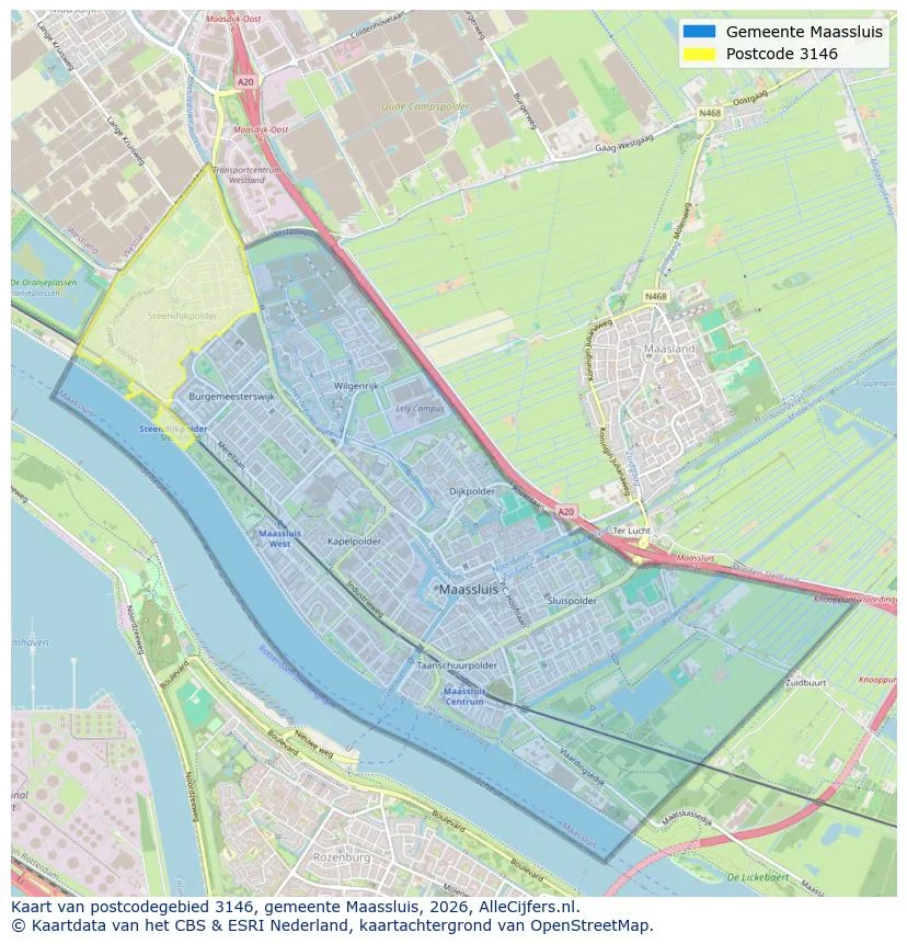 Postcodekaart voor 3146