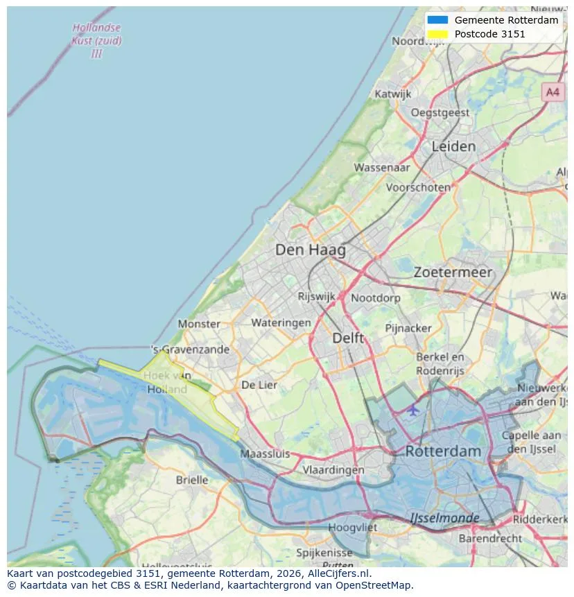 Postcodekaart voor 3151