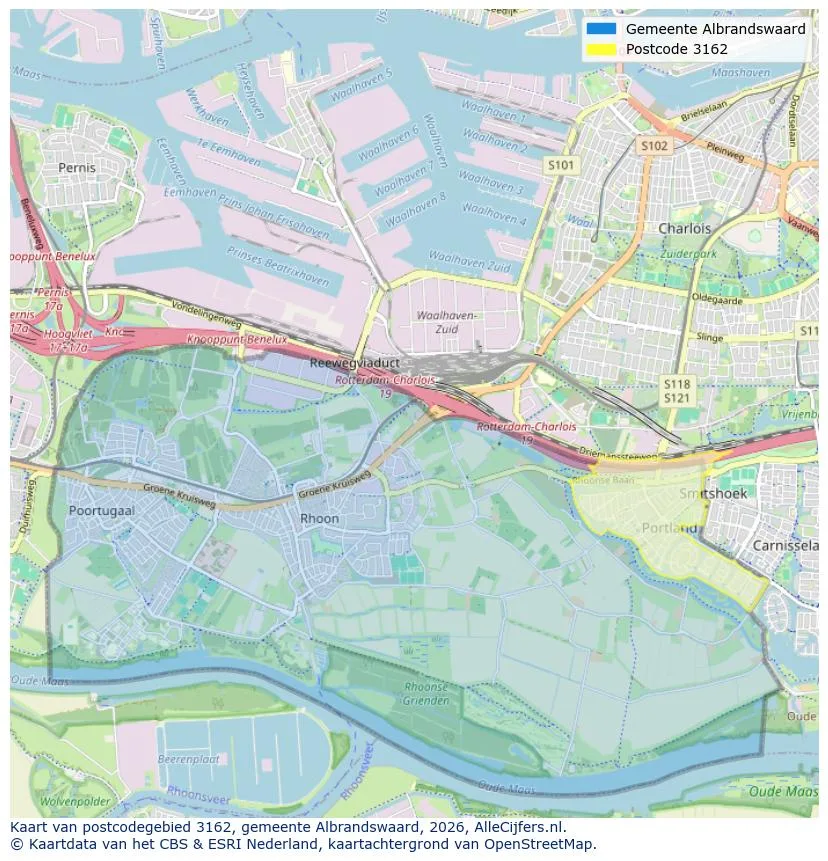 Postcodekaart voor 3162