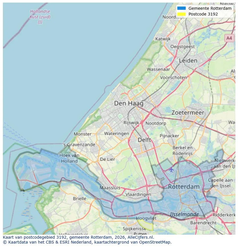 Postcodekaart voor 3192