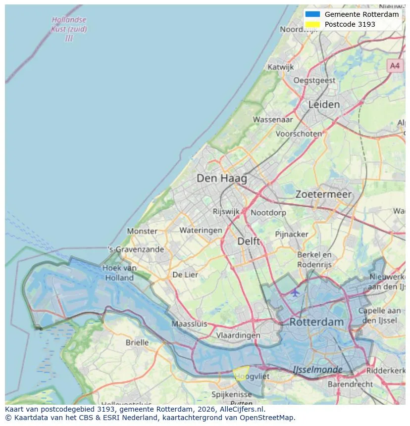 Postcodekaart voor 3193