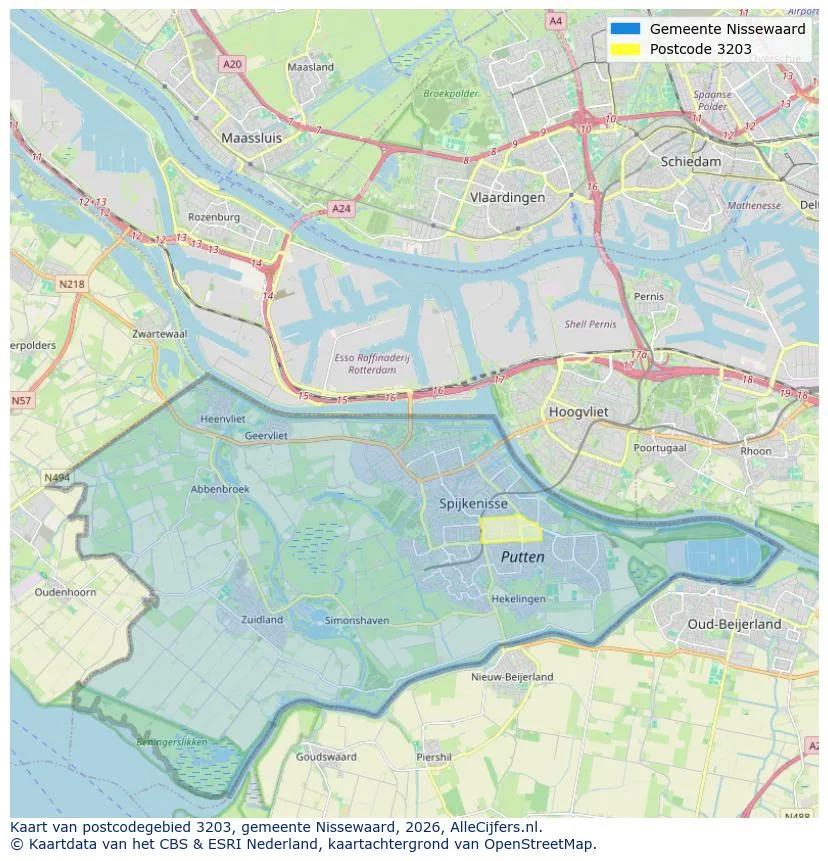 Postcodekaart voor 3203