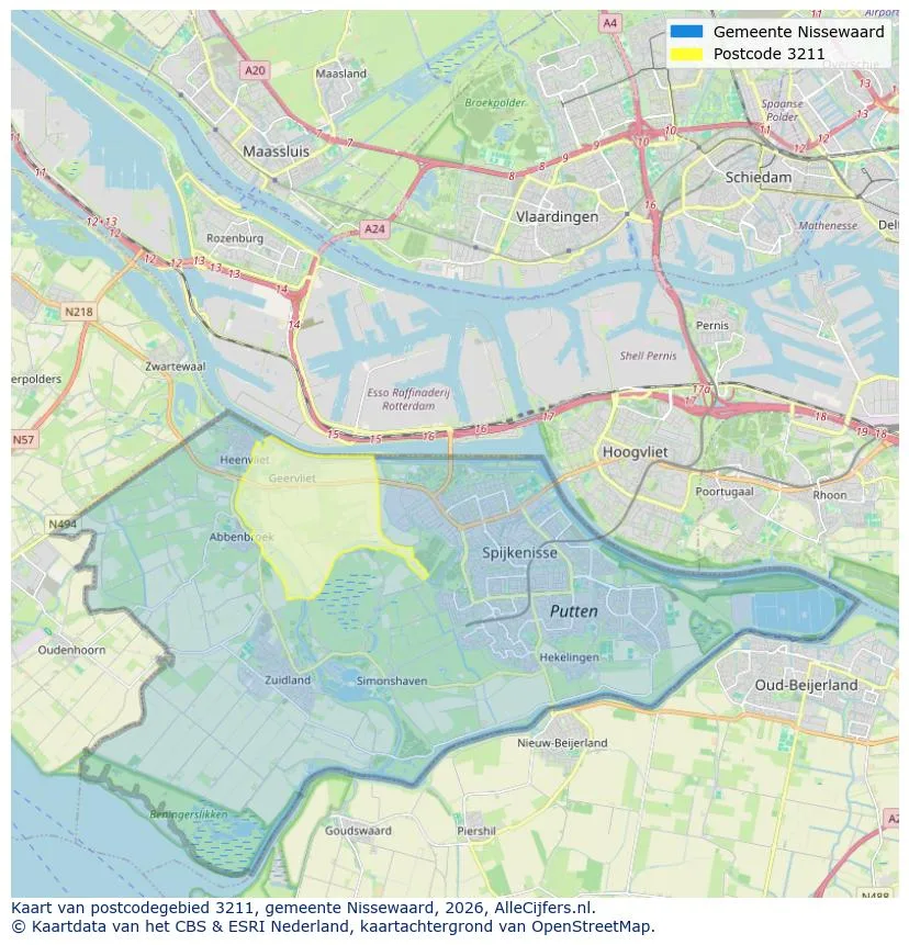 Postcodekaart voor 3211