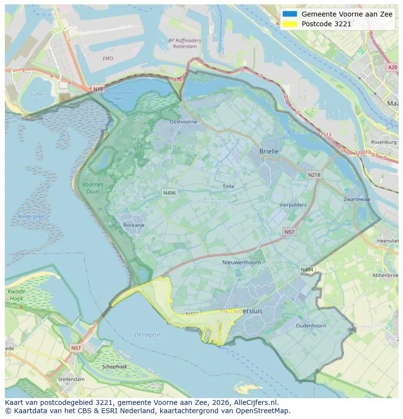 Mapa de códigos postales para 3221
