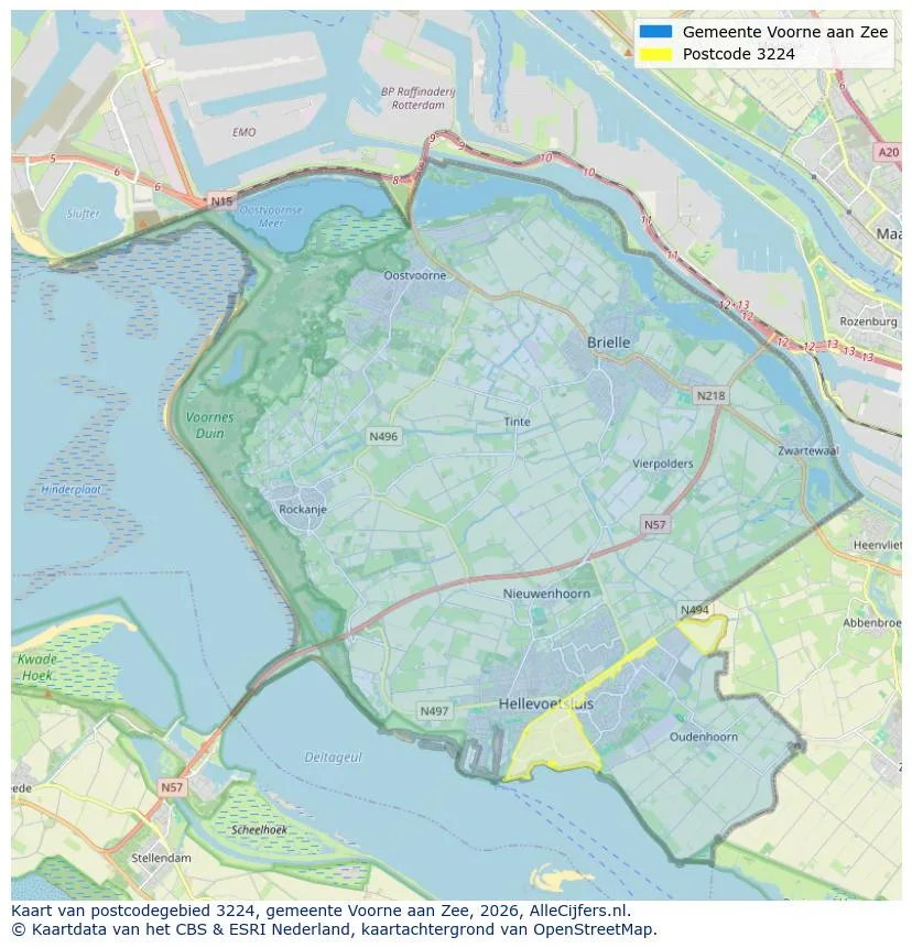 Postcodekaart voor 3224