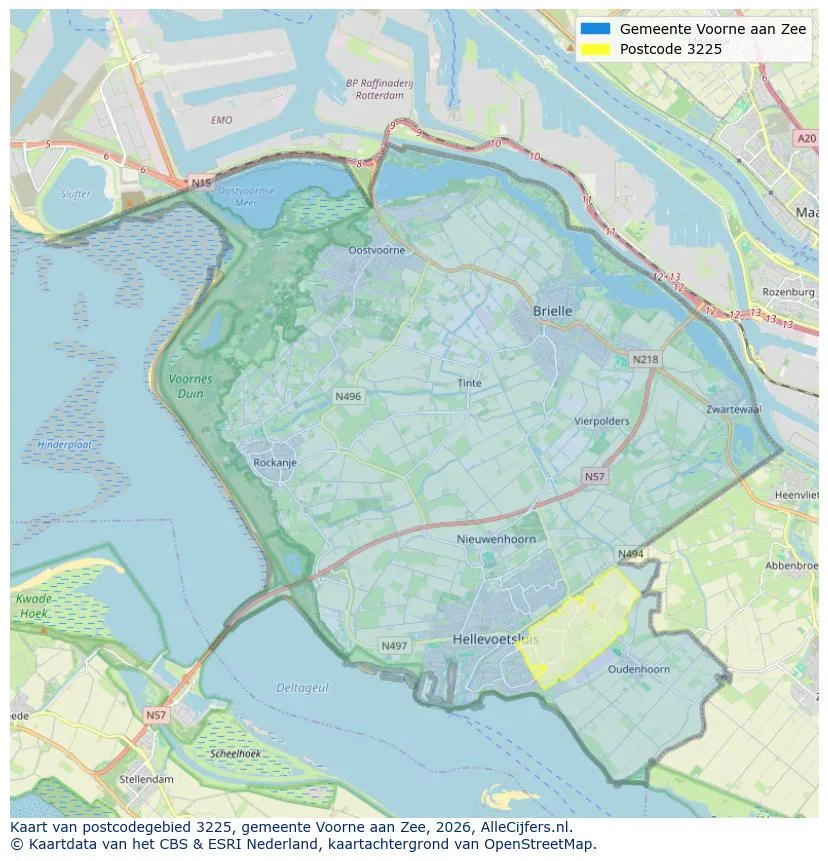 Mapa de códigos postales para 3225