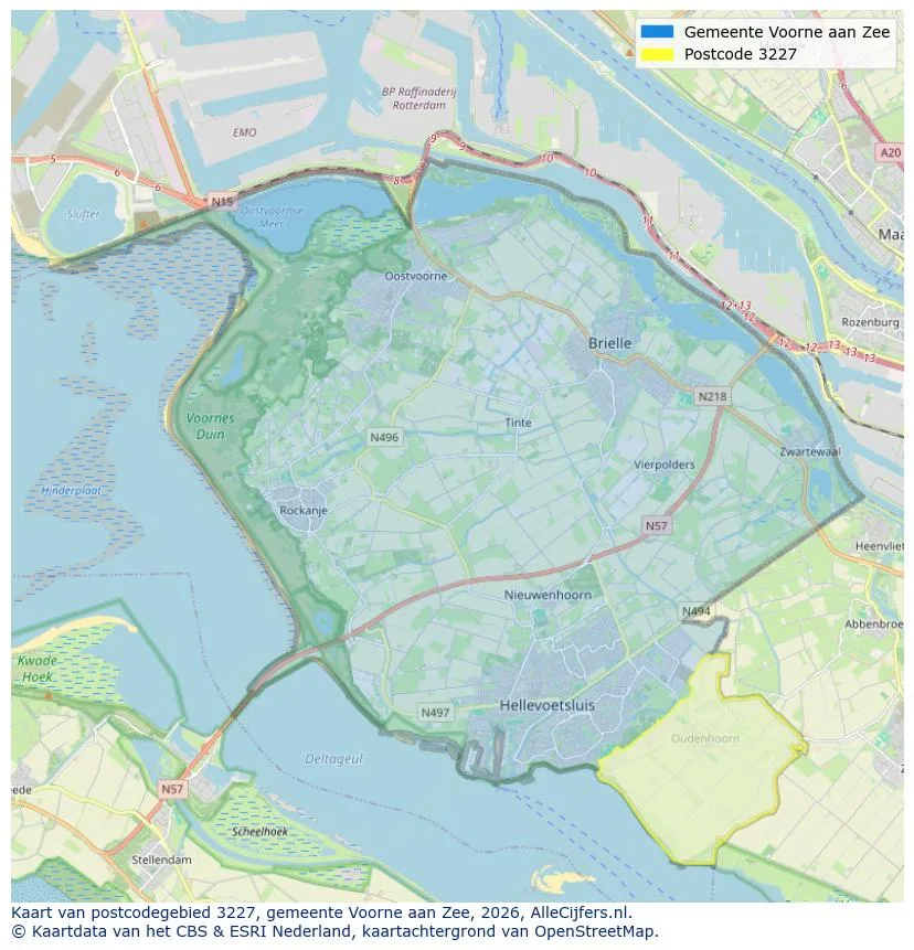 Postcodekaart voor 3227