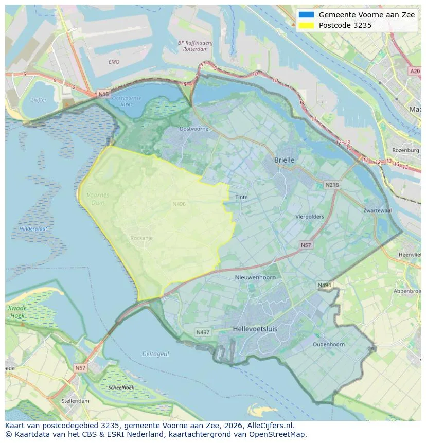 Postcodekaart voor 3235