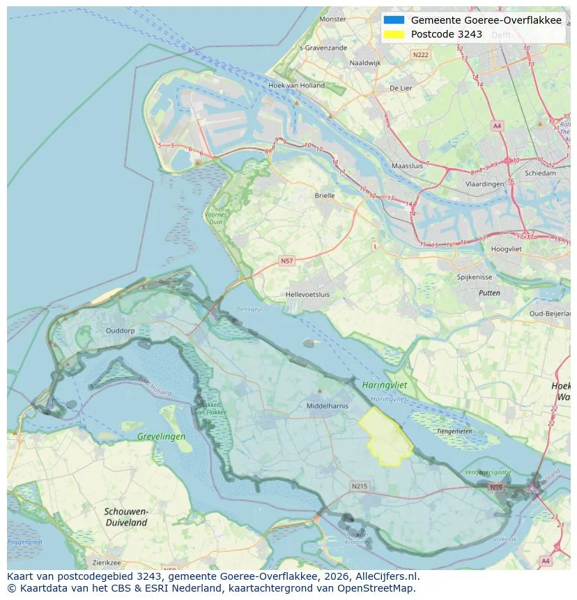 Postcodekaart voor 3243