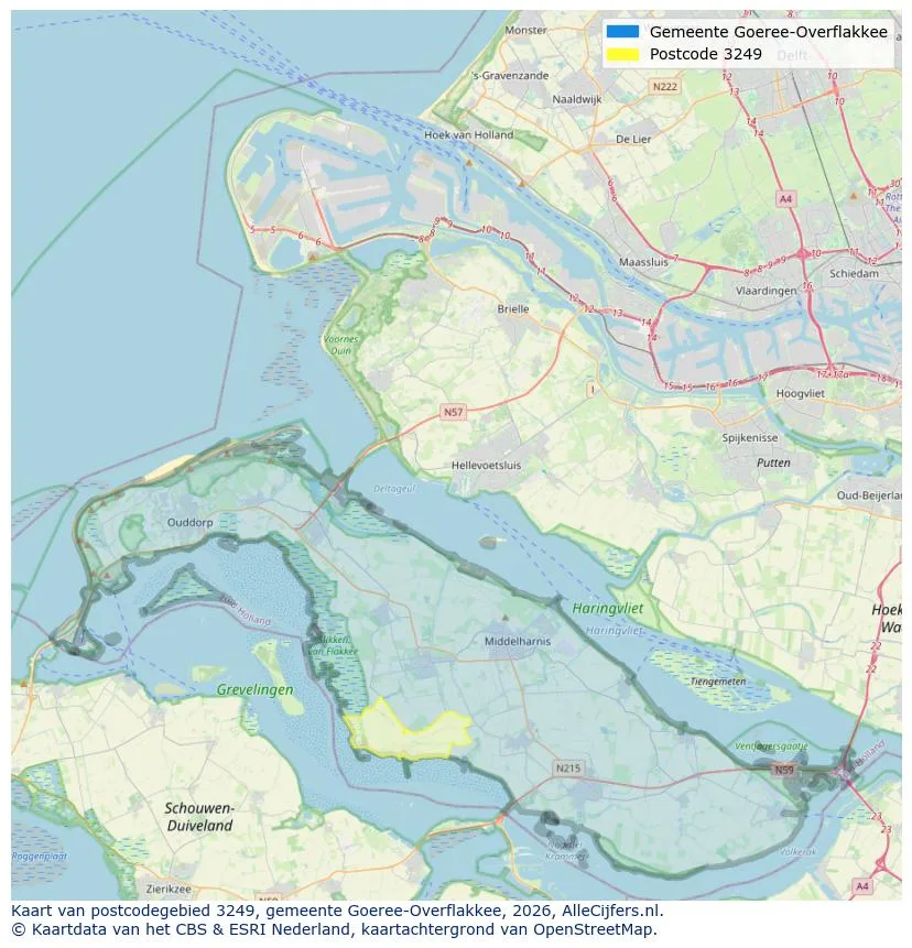 Postcodekaart voor 3249