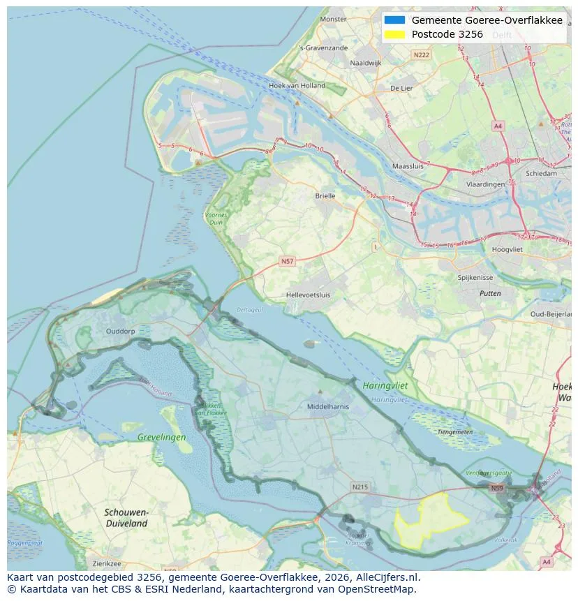 Mapa de códigos postales para 3256