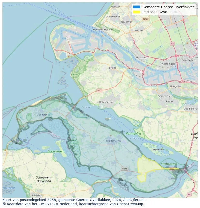 Mapa de códigos postales para 3258
