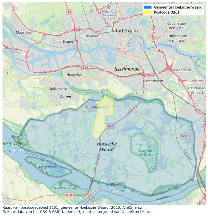 Postcodekaart voor 3261