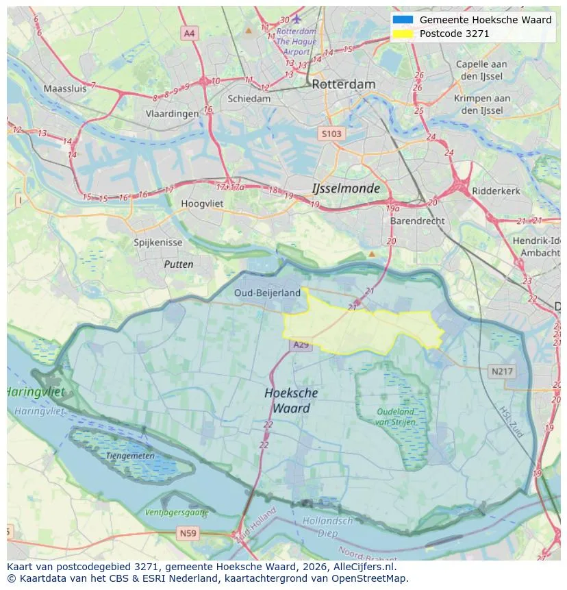 Postcodekaart voor 3271