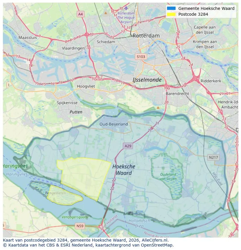Postcodekaart voor 3284