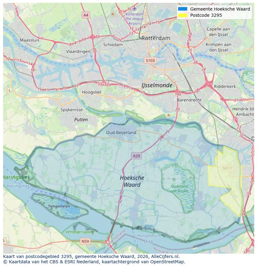 Postcodekaart voor 3295