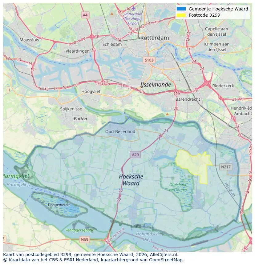 Postcodekaart voor 3299